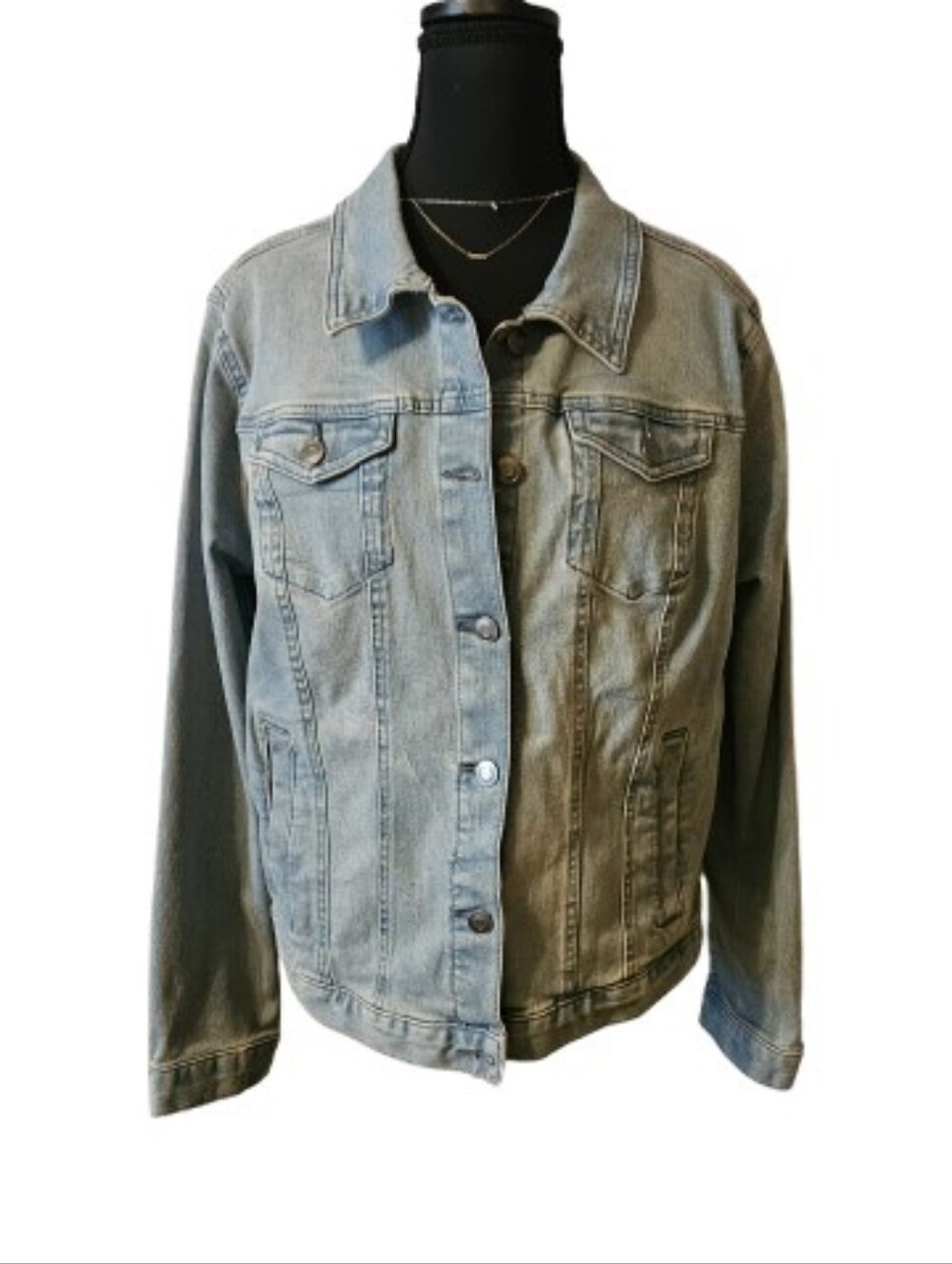 Women's Time And Tru Large Classic Light Wash-Light Blue Denim Jean Jacket
